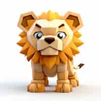 Free photo view of 3d lion with low graphics video game effect