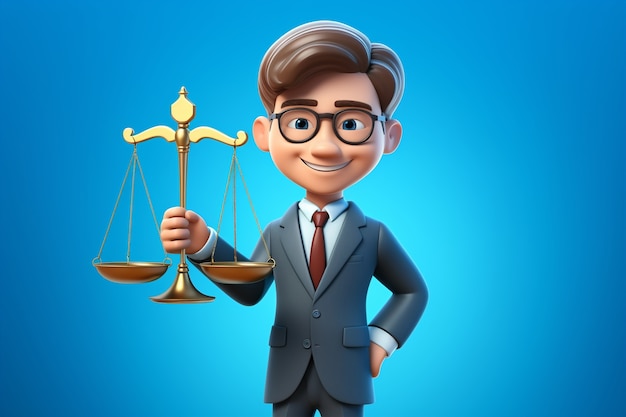 View of 3d male lawyer in suit