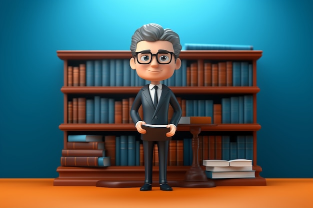 Free photo view of 3d male lawyer in suit