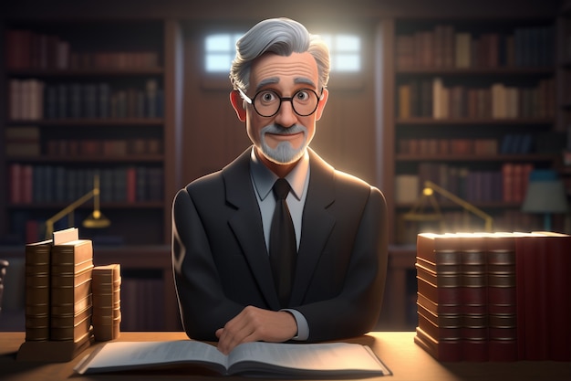 View of 3d male lawyer in suit