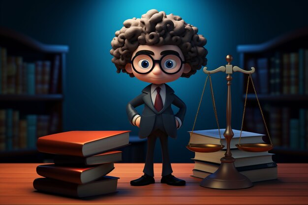 View of 3d male lawyer in suit