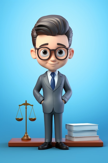 View of 3d male lawyer in suit