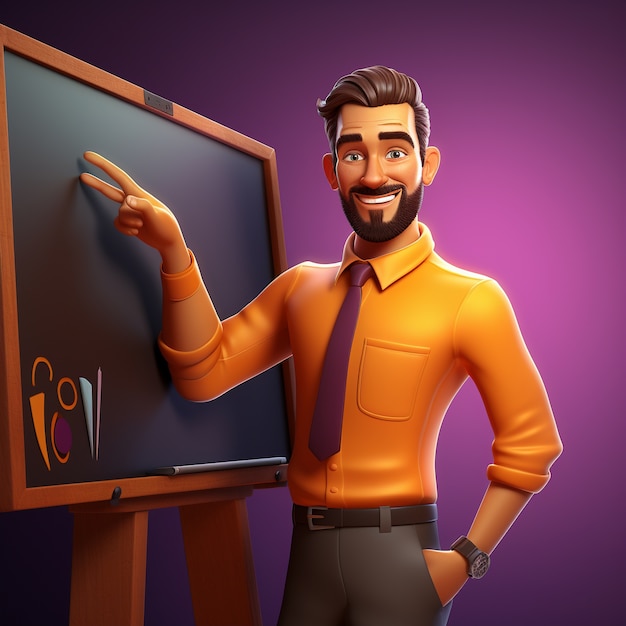 Free photo view of 3d male teacher