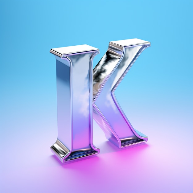 Free Photo view of 3d metallic letter k