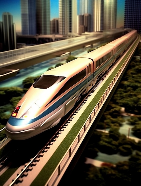 Free photo view of 3d modern high speed train