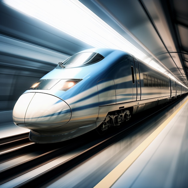 Free photo view of 3d modern high speed train