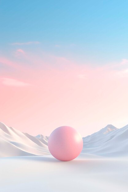 View of 3d modern sphere with desert landscape