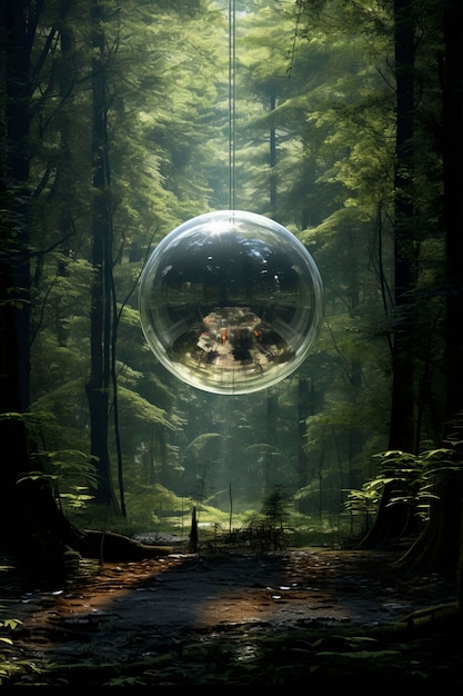 Free Photo view of 3d modern sphere with nature landscape