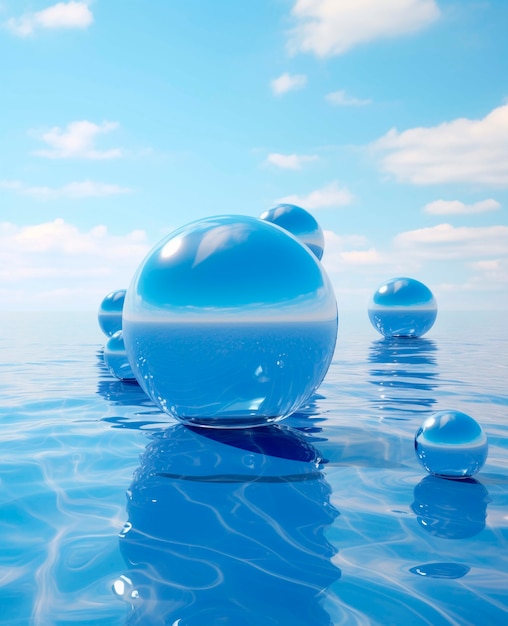 Free Photo view of 3d modern sphere with water landscape