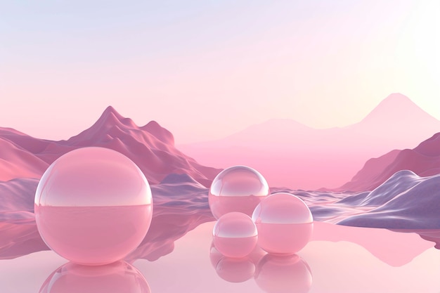 Free photo view of 3d modern sphere with water landscape