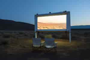 Free photo view of 3d outdoors cinema with seats