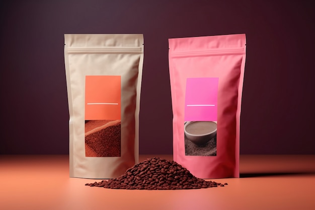 Free Photo view of 3d packaging with roasted coffee beans