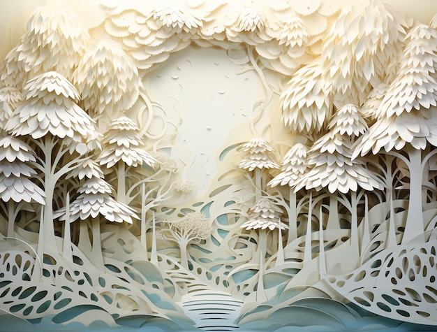 Free photo view of 3d paper style trees