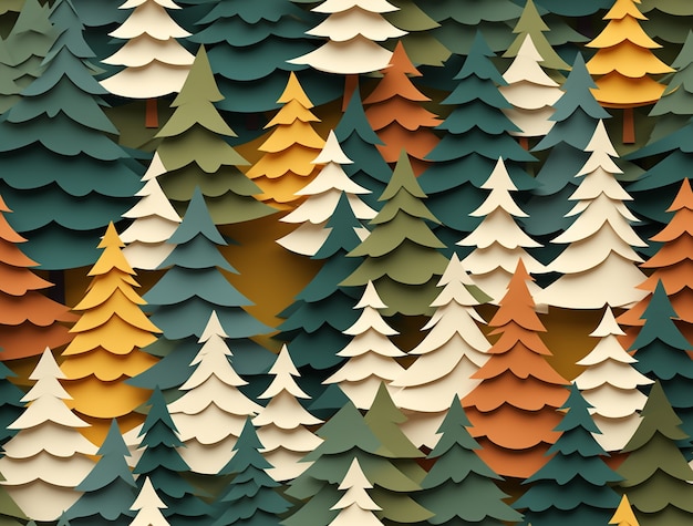 Free photo view of 3d paper style trees