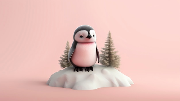 Free photo view of 3d penguin bird