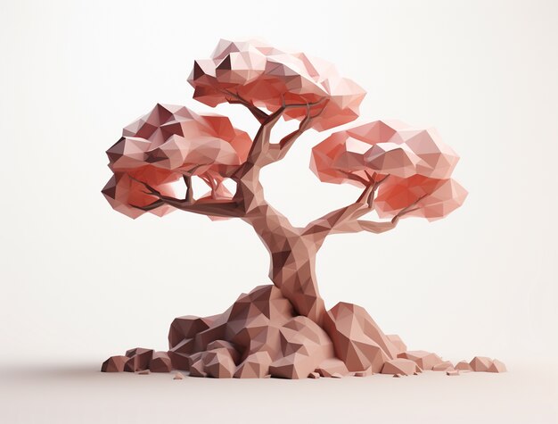 View of 3d pink blossom tree