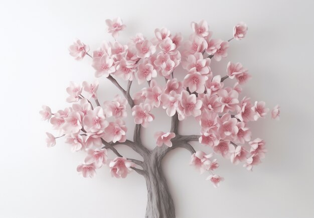 View of 3d pink blossom tree