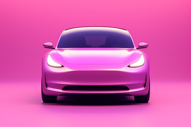 View of 3d pink car