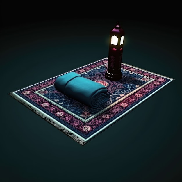 Free photo view of 3d place with mat for praying