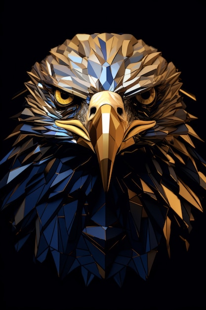 Free Photo view of 3d poly eagle head