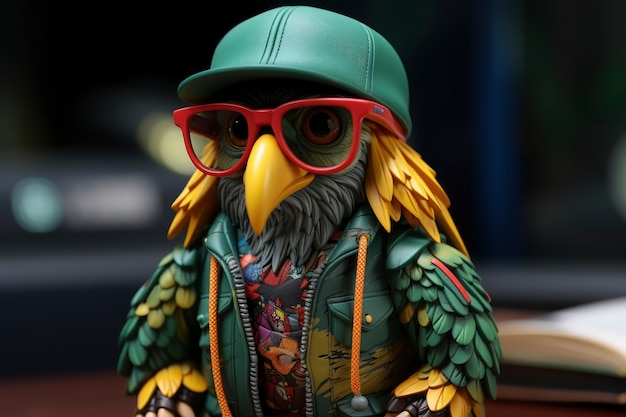 Free photo view of 3d rasta bird