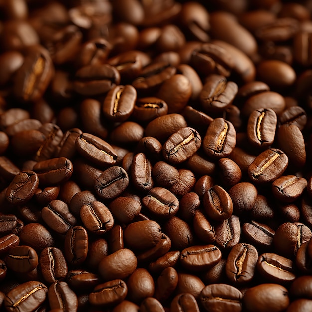 View of 3d roasted coffee beans