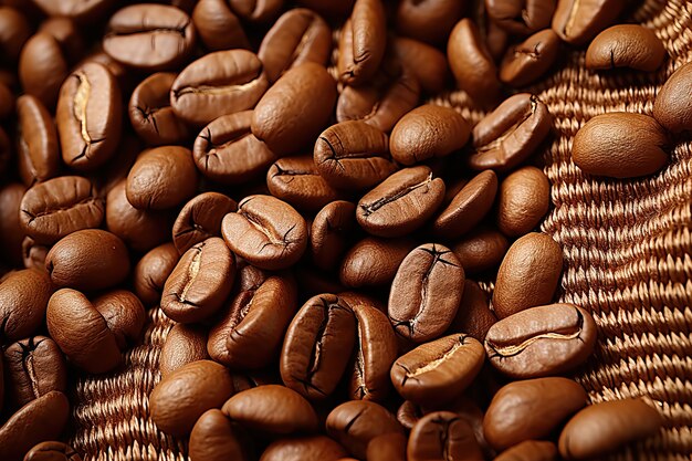 View of 3d roasted coffee beans