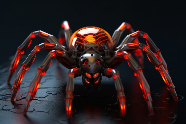 Free photo view of 3d robotic spider