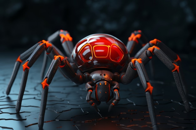 Free photo view of 3d robotic spider