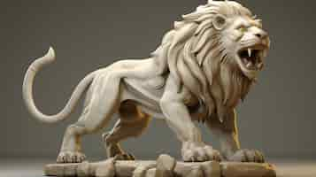 Free photo view of 3d rock sculpted ferocious lion