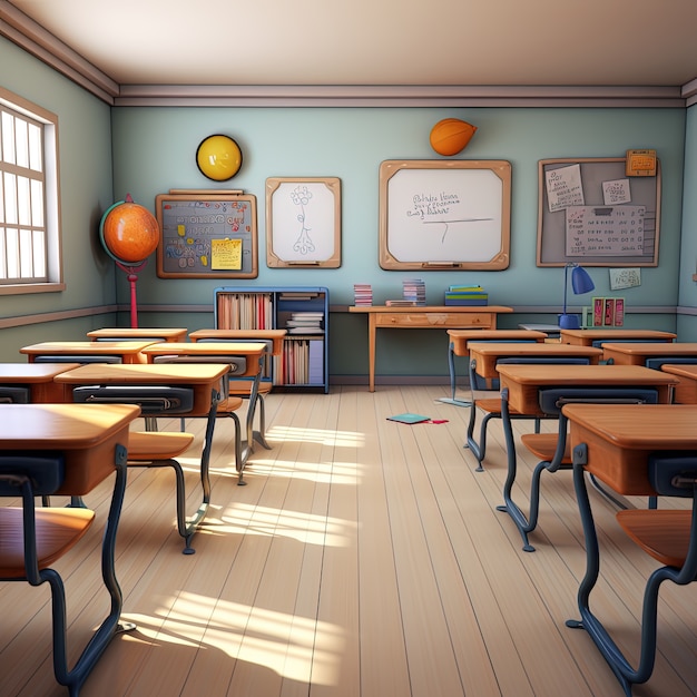 Free photo view of 3d school classroom