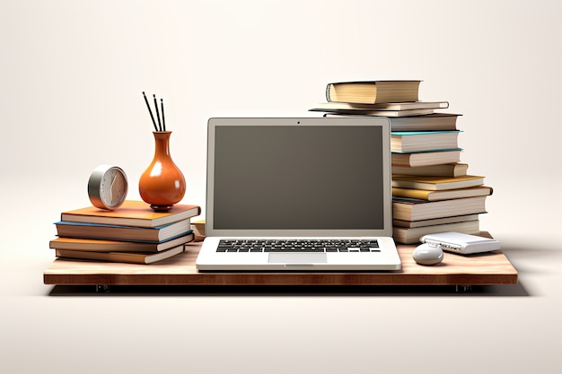 View of 3d school desk