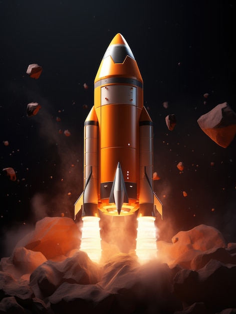 Free Photo view of 3d space rocket model