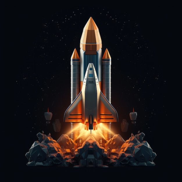 Free photo view of 3d space rocket model