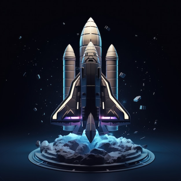 Free photo view of 3d space rocket model