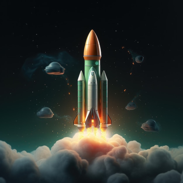 Free photo view of 3d space rocket model