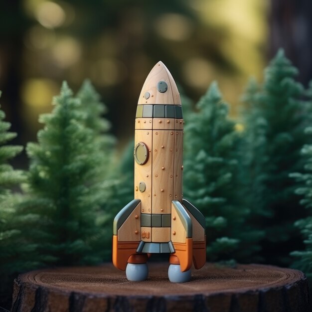 View of 3d space rocket model