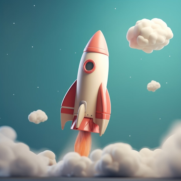 Free photo view of 3d space rocket model