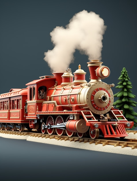 Free photo view of 3d steam engine powered train