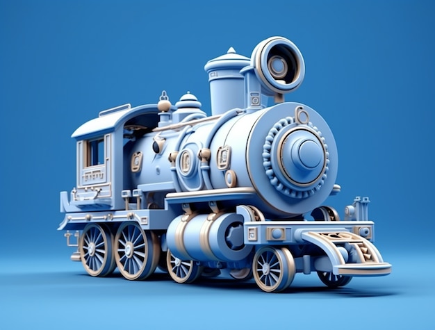 View of 3d steam engine train