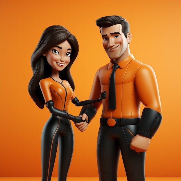 Free Photo view of 3d superhero couple