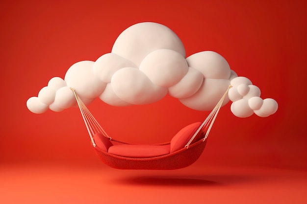 Free photo view of 3d swing with clouds