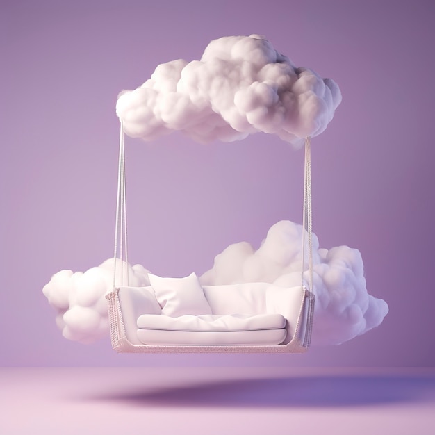 View of 3d swing with clouds