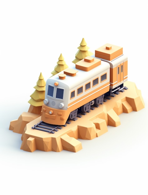 Free photo view of 3d toy-like train model