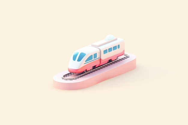 Free photo view of 3d train model with simple colored background