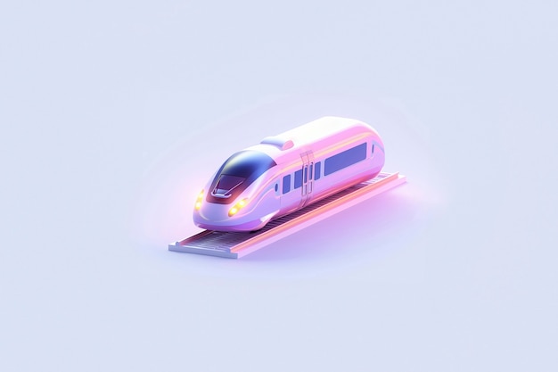 Free photo view of 3d train model with simple colored background