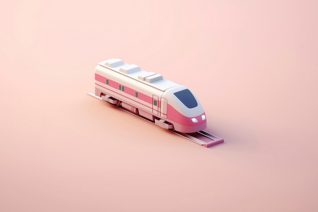 Free photo view of 3d train model with simple colored background