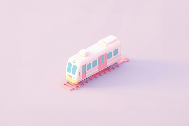 Free photo view of 3d train model with simple colored background