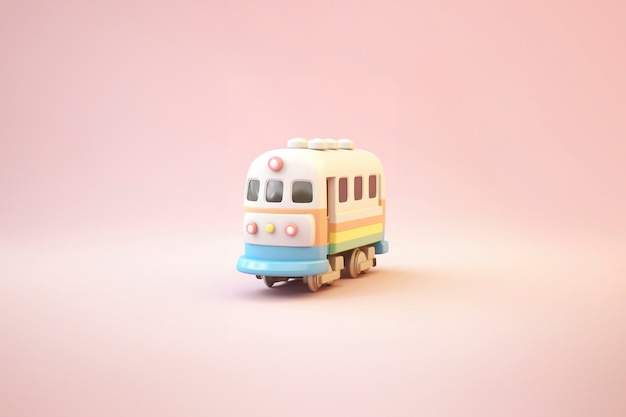 Free photo view of 3d train model with simple colored background