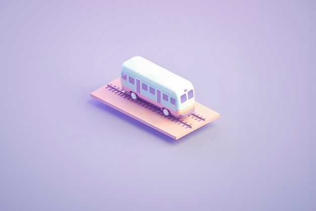 Free photo view of 3d train model with simple colored background